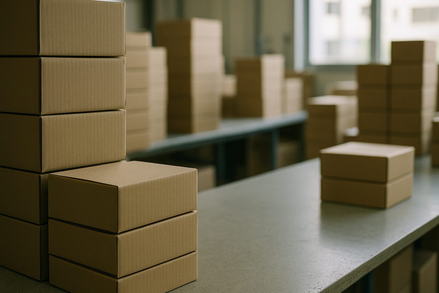 出荷前の梱包エリア